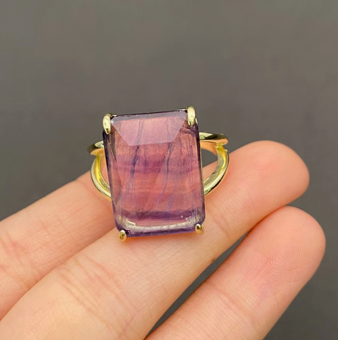 Purple Fluorite Stone Ring