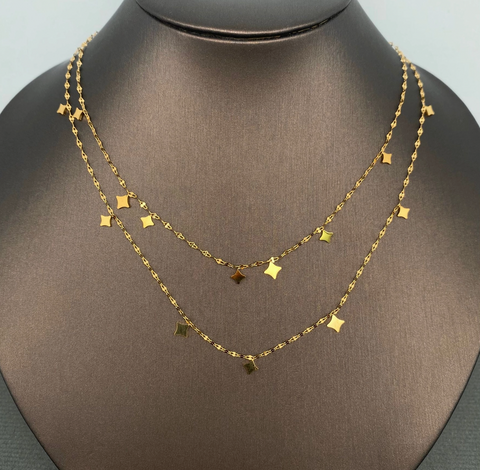 Stars Golden S.Steel Double-Layer Necklace