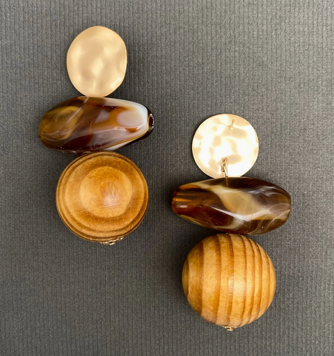 Large Wooden Geometric Earrings