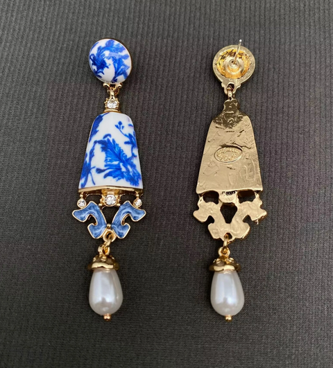 Vintage Ceramics Dangle Earrings