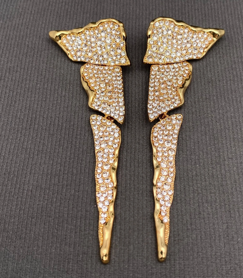 Vintage Rhinestone Inlaid Geometric Earrings