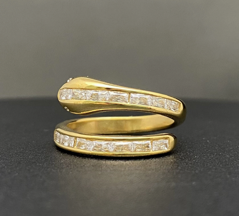 Zircon Inlaid Snake 18K Gold Plated Stainless Steel Ring