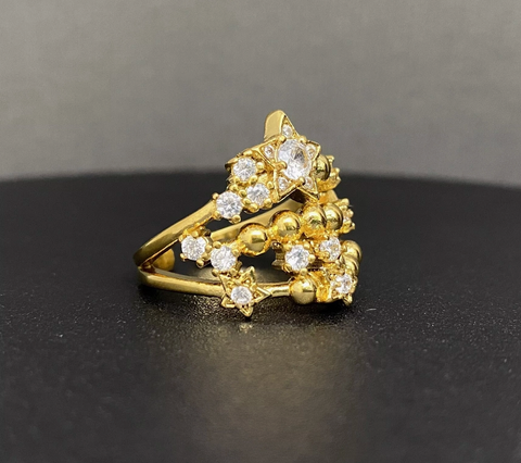 Zircon Inlaid Star 18K Gold Plated Stainless Steel Ring