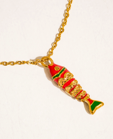 Laguna 18K Gold Non-Tarnish Enamel Fish Pendant Necklace