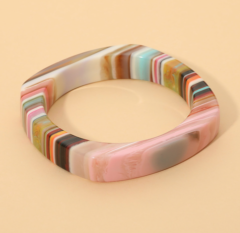 Geometric Striped Resin Bangle Bracelet