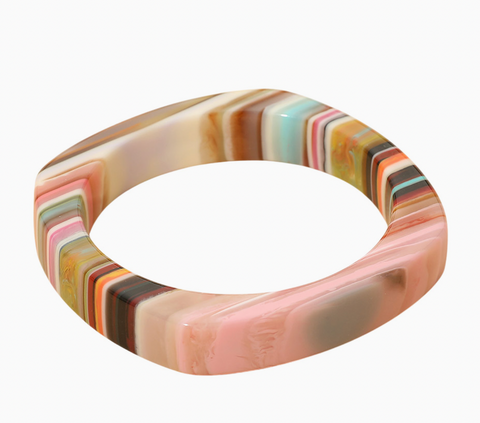 Geometric Striped Resin Bangle Bracelet