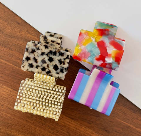 Square Patterned Hair Claw Clip
