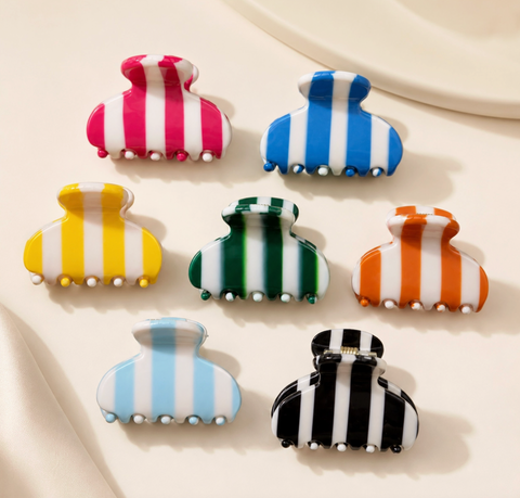 Candy Stripe Mini Hair Claw Clip