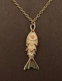 Gold Swinging Tail Fish Charm Necklace- Options