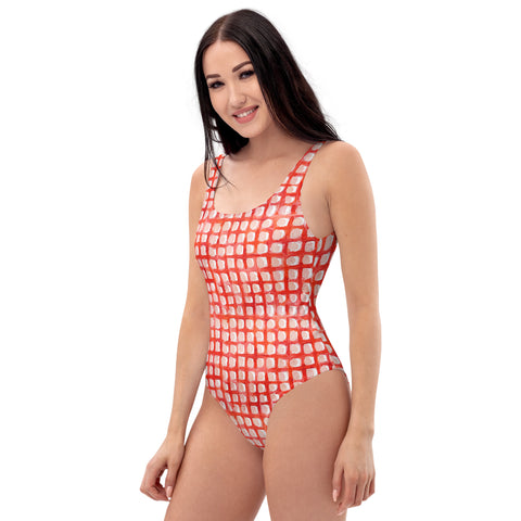 Painted Grid One-Piece Swimsuit
