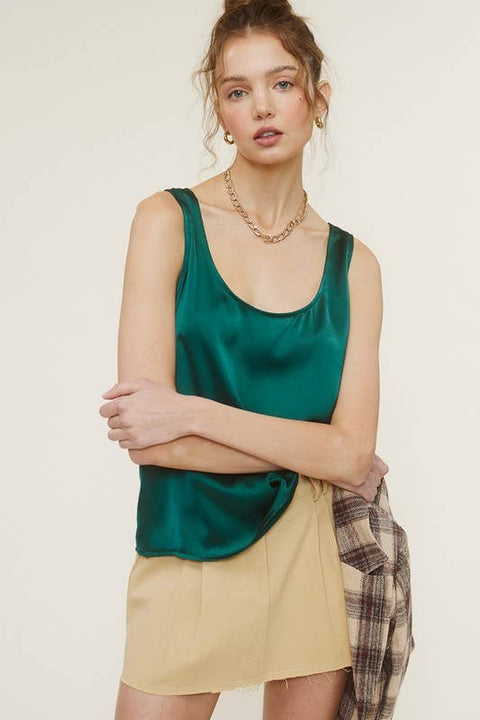 Sleek Solid Satin Tank Top
