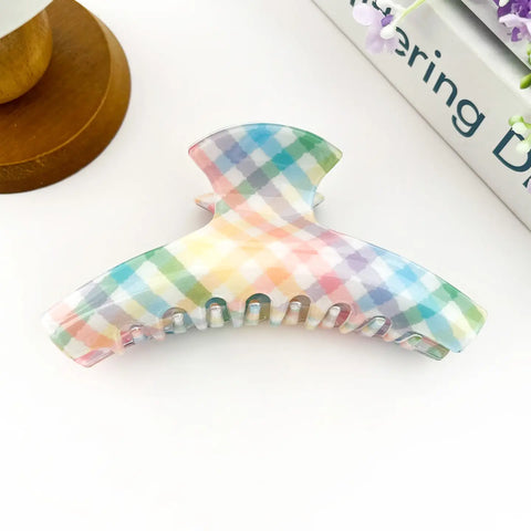 Rainbow Plaid Pastel Claw