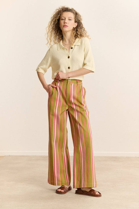 Victorine Striped Cotton Trousers