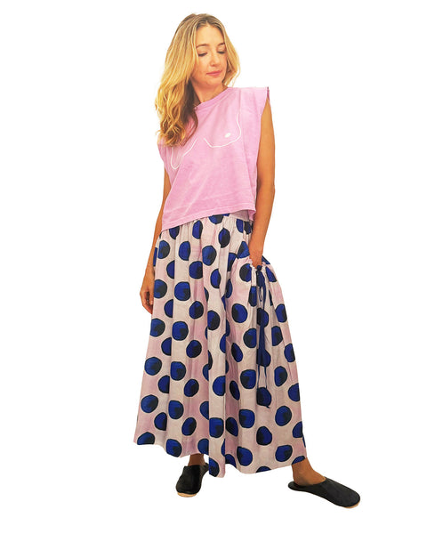 Blue Polka Dot Bubble Pocket Skirt