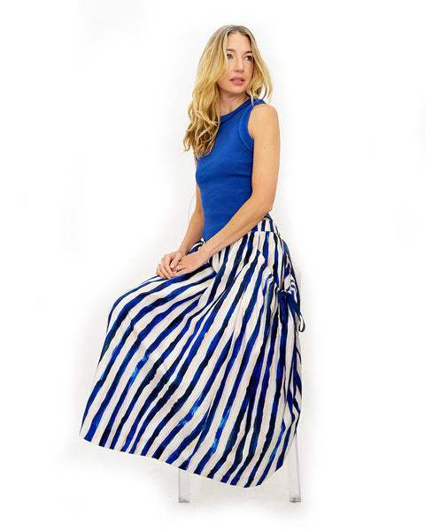 Blue Stripe Bubble Pocket Skirt