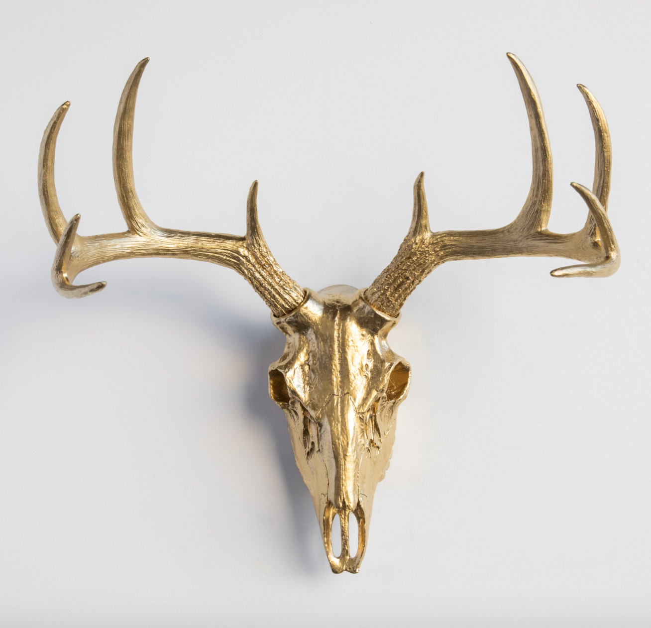 Top Whitetail Deer Skull Painted in blues, gold and silver