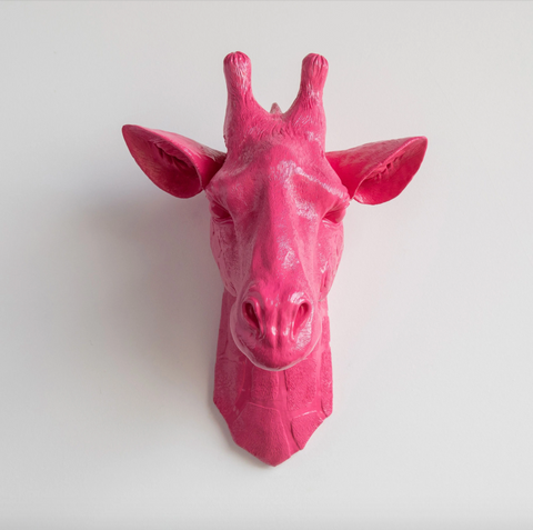 Near and Deer - Faux Giraffe Head Wall Mount // Hot Pink