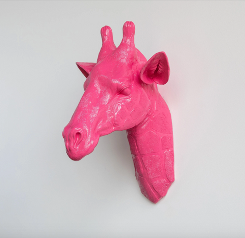 Near and Deer - Faux Giraffe Head Wall Mount // Hot Pink