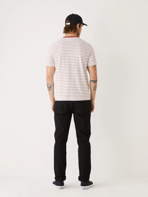 Frank & Oak Striped Slim Fit Hemp T-Shirt Orange