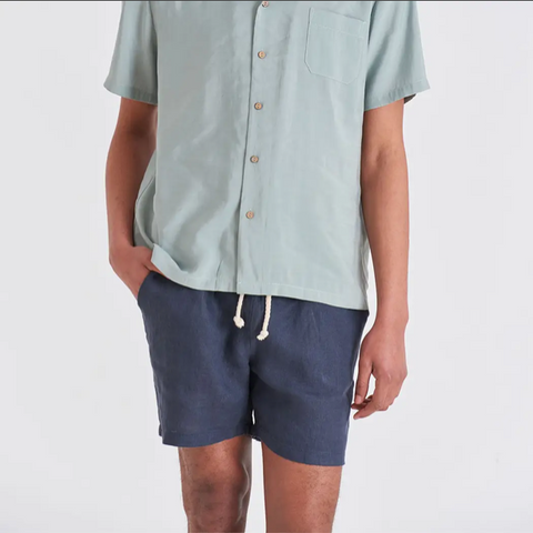 Polonio Navy Tailored Linen Shorts