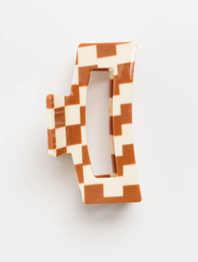 Nat + Noor Brown Checkered Claw Clip