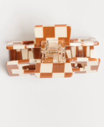 Nat + Noor Brown Checkered Claw Clip
