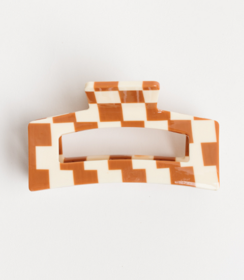 Nat + Noor Checkered Claw Clip- Black