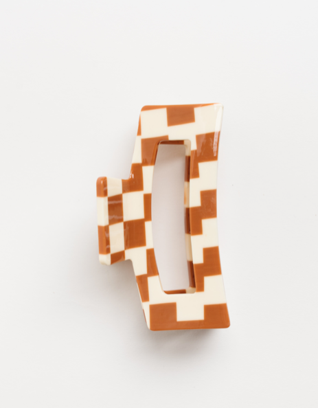 Nat + Noor Checkered Claw Clip- Black