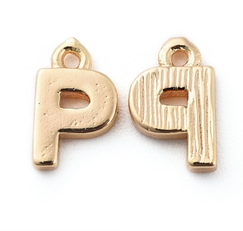 Letter A-Z Charm, 18K Gold Plated, Brass Micro Charms