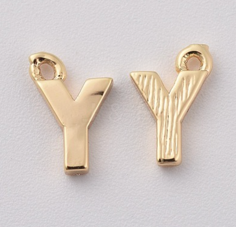 Letter A-Z Charm, 18K Gold Plated, Brass Micro Charms
