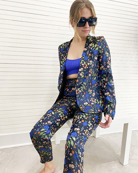 Fore Dressy Floral Print Straight Ankle Length Pants