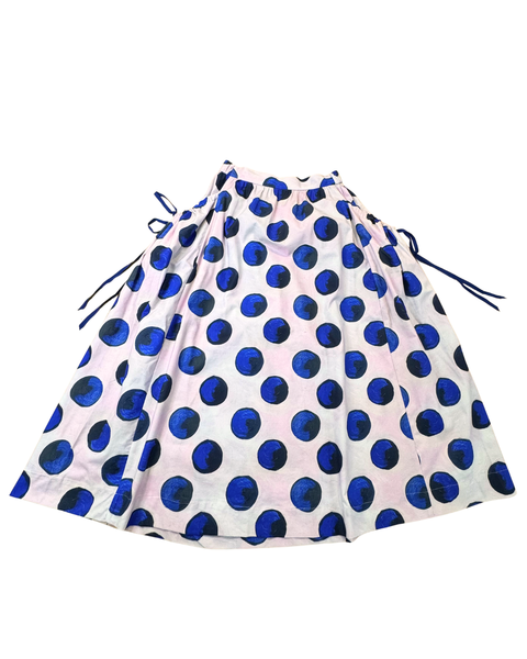Blue Polka Dot Bubble Pocket Skirt
