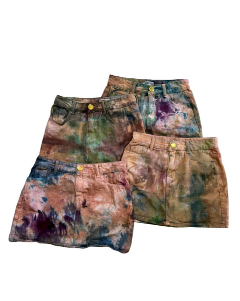 Ice Dyed Artist Denim Mini Skirt
