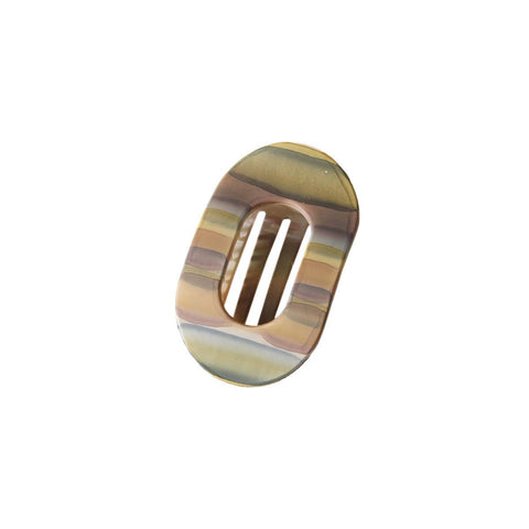 Frosted Oval Striped Hair Claw