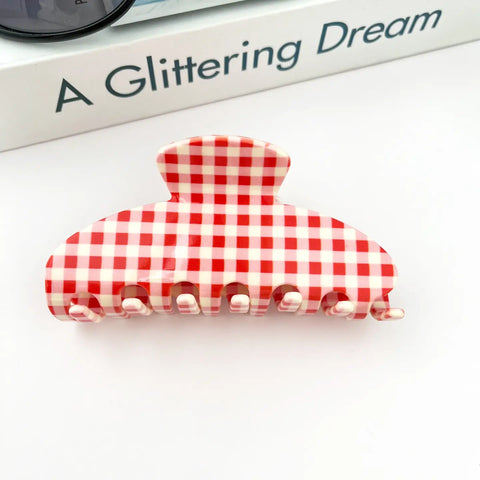 Gingham Plaid Hair Claw Clip