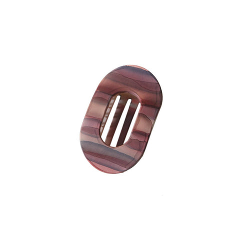 Frosted Oval Striped Hair Claw