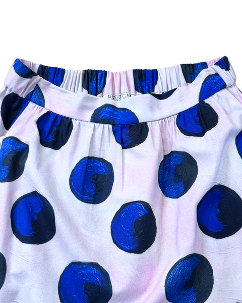 Blue Polka Dot Bubble Pocket Skirt