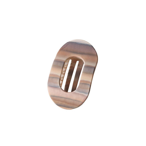 Frosted Oval Striped Hair Claw