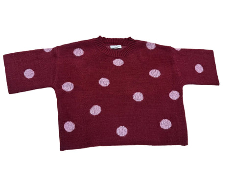 Polka Dot Knit Pullover Sweater