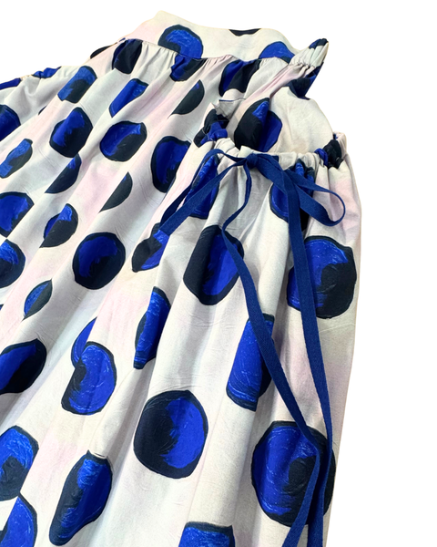 Blue Polka Dot Bubble Pocket Skirt
