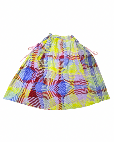 Multi-Colored Plaid Bubble Pocket Skirt