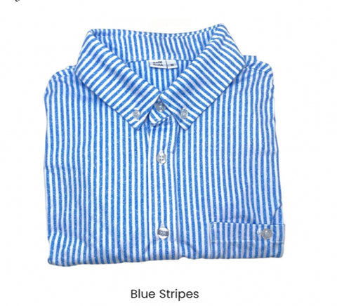 Short Steve Button down- Blue Stripes