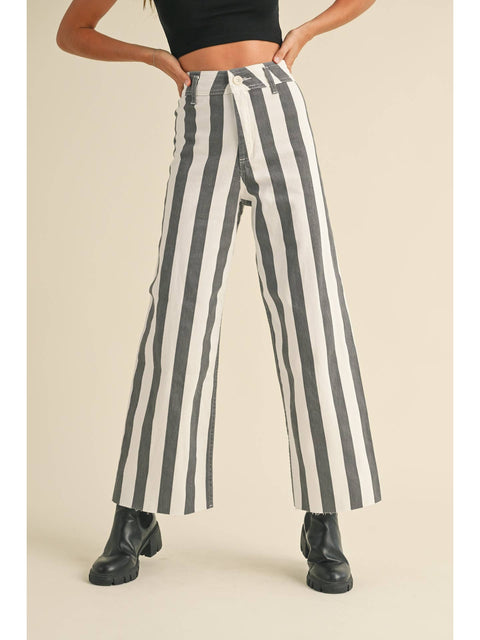 Straight Flare Stripe Pants