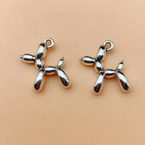 Balloon Animal Dog Charm- Silver