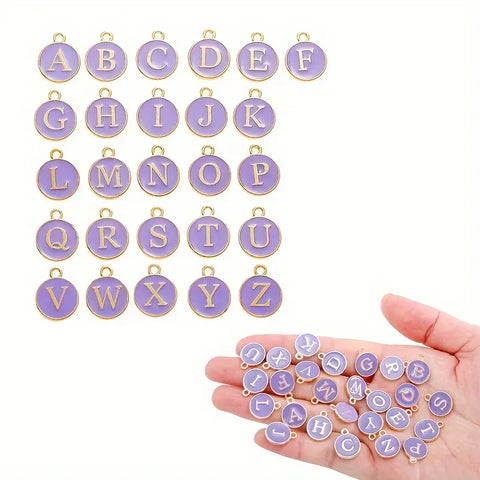 A-Z Circle Letter Charms-PURPLE