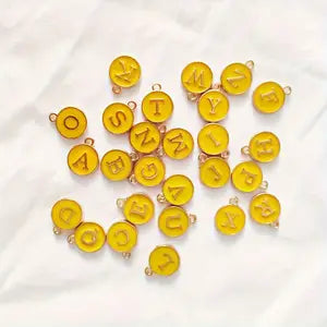 A-Z Circle Letter Charms-YELLOW