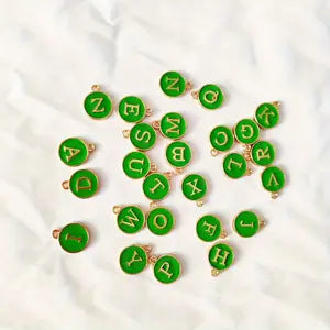 A-Z Circle Letter Charms- GREEN