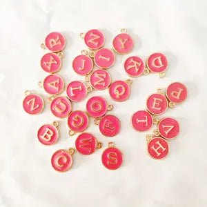 A-Z Circle Letter Charms- HOT PINK