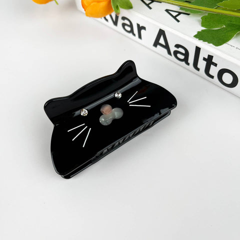 Black cat face Claw Clip