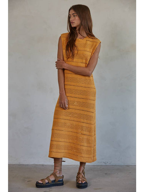 Cotton Crochet Midi Dress